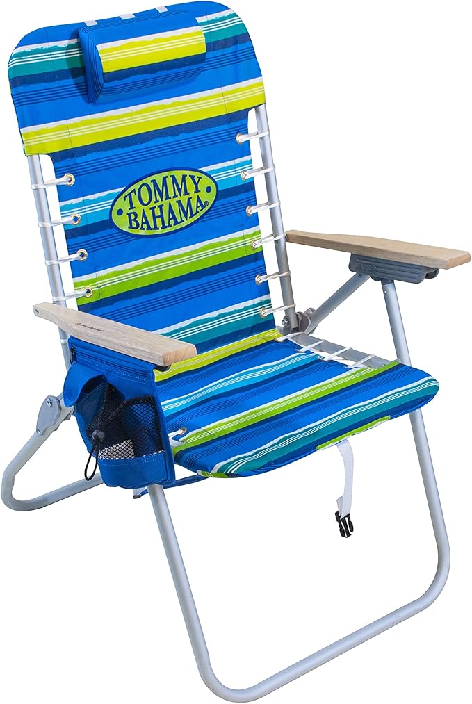 Tommy Bahama Hi-Boy 17 Seat Height 4-Position Lace-Up Suspension Folding Beach Backpack Chair