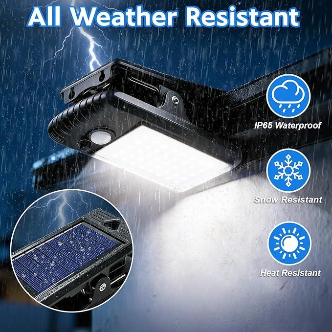 ZNYCYE 2 Pack Solar Motion Sensor Clip On Lights Outdoor A Total of 80 LED IP65 Waterproof Portable Security Light for Fence Deck Garage Patio Garden Camping &amp Emergency Use