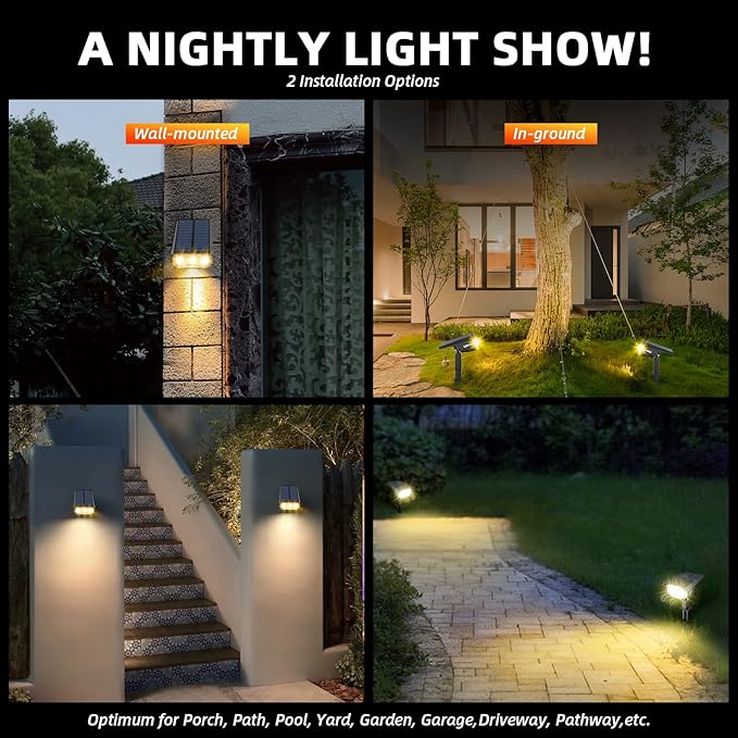 3 Brightness Modes Solar Outdoor Lights with Super Bright 40LEDs 360 Adjustable Lighting Angle USB Charging Longer Working Time Waterproof Patio Porch Driveway