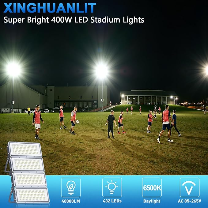 800W Stadium Lights 400W 40000Lm LED Flood Lights Outdoor 2 Pack 6500K Bright Arena Lighting IP67 Waterproof for Garage Yard Parking Lot Boat Court Field Barn 85-265V