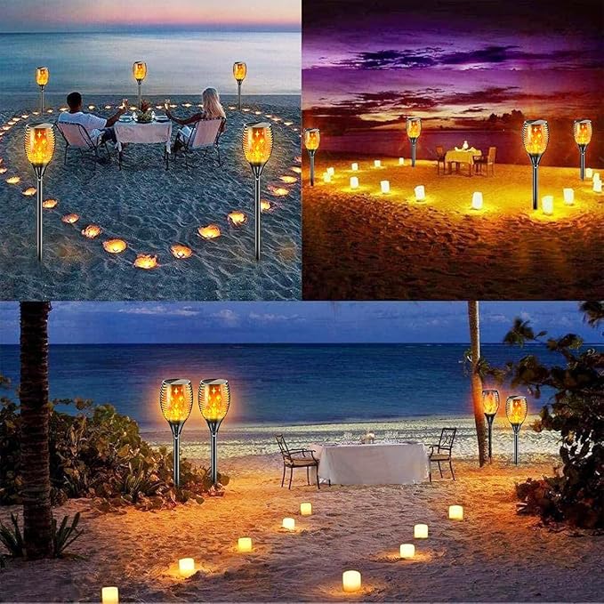 YoungPower 43'' Large Solar Torch Light Flickering Flames Waterproof Outdoor Decoration Light for Yard Driveway 6 Pack