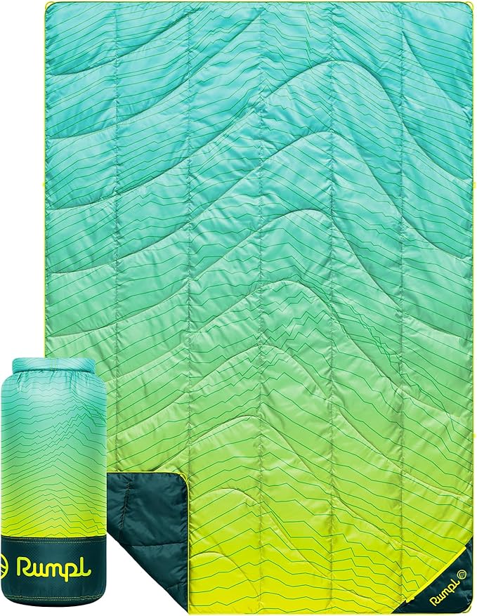Rumpl Backcountry Puffy Blanket - Packing Comfort Into Uncomfortable Places 100% Recycled Polyester Insulation Lightweight Packable Water Resistant 52 x 75 Ridge Lines