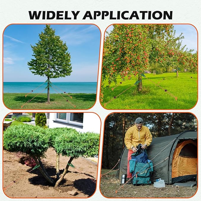 3 Pack 18 Tree Stake Kit Heavy Duty Spiral Stakes and Supports for Leaning and Young Trees Straightening Protect Trees from Bad Weather (Orange)