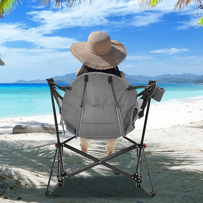 Hammock Camping Chair with Leg RestLightweight Portable Outdoor Chair for Camping and Hiking Supports 350lbs-Gray