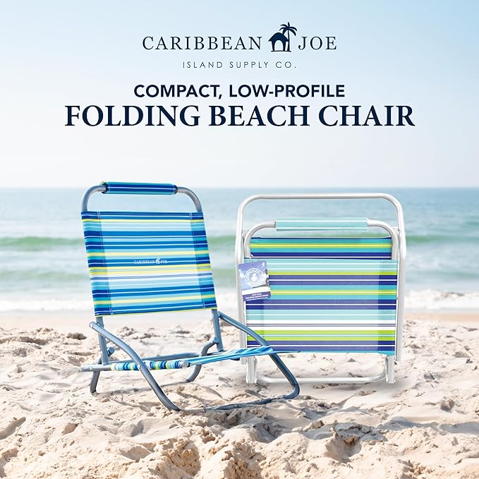 Caribbean Joe Folding Beach Chair 1 Position Lightweight and Portable Foldable Outdoor Camping Accessories Red