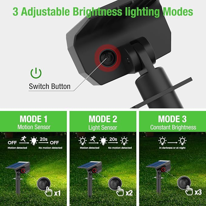 nipify Solar Spot Lights Outdoor Motion Sensor with 3 Modes [ 12 Pack/56 LED ] Solar Spotlights Outdoor Waterproof 2-in-1 Auto On/Off Landscape Lighting for Outside Yard Wall Garden PathCool White