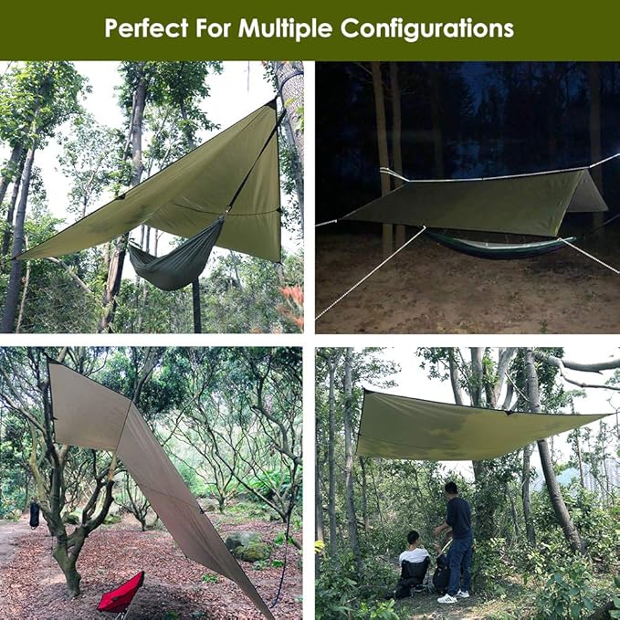Hammock Rain Fly Tent Tarp Provides Effective Protection Against Rain Snow. 32ft Long Ridgeline. Big 9.8x9.5ft Durable Waterproof 210D Oxford. 6 Reflective Guy Lines 2 Stuff Sacks. Easy Assembly