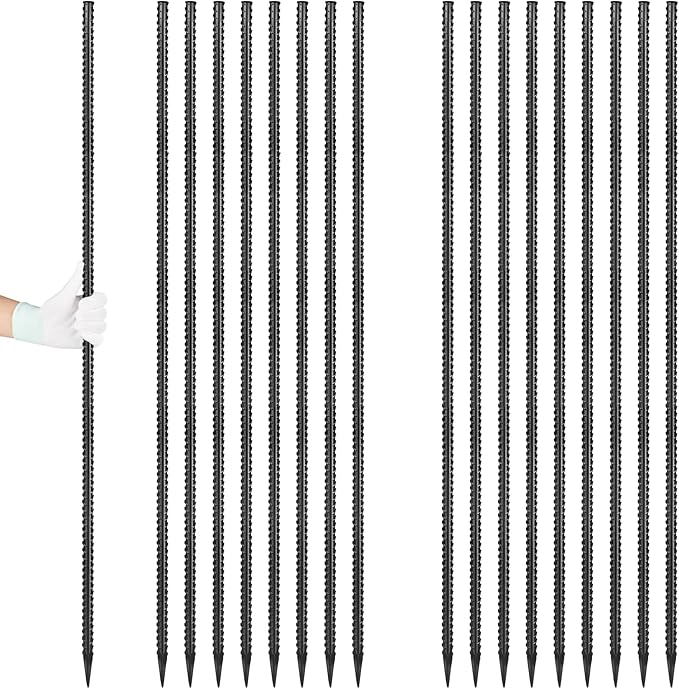 Rebar Stakes 36 inches 16-Pack Concrete Form Stakes Straight 3/8 Diameter Rebar Ground Metal Stakes for Landscaping Securing Fence Garden Plants Support Survey Markers and Securing Trees