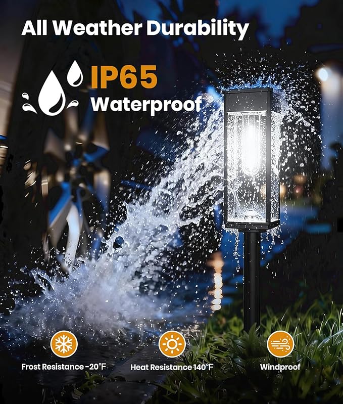 Solar Pathway Lights Outdoor 4 Pack Bright Solar Lights Outdoor IP65 Waterproof Garden Decor Solar Powered Landscape Lighting for Yard Patio Walkway Driveway Pathway (Cool White)