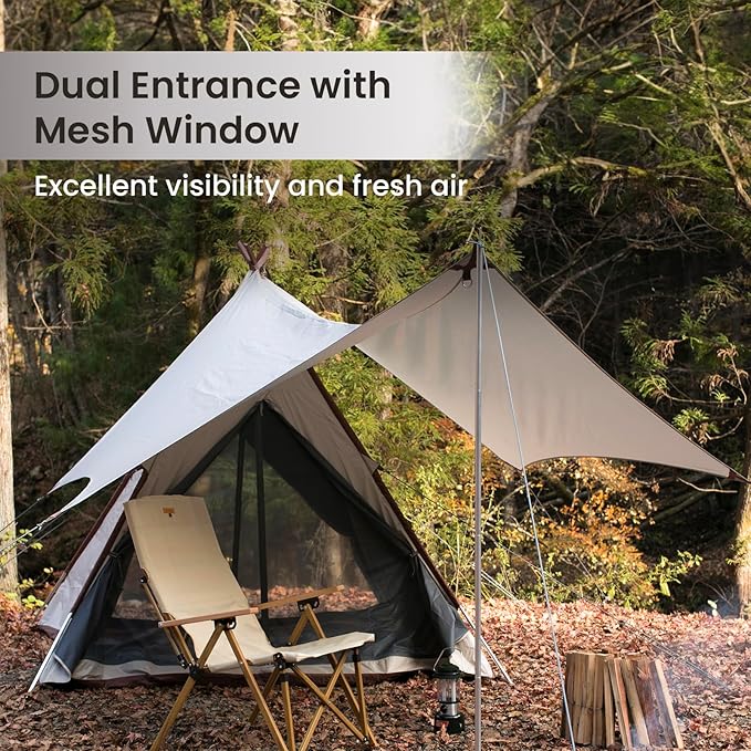 S'more A-Base 4 Season Glamping Tent Double Layers Waterproof Anti-UV Tent for Family Camping Hiking Traveling