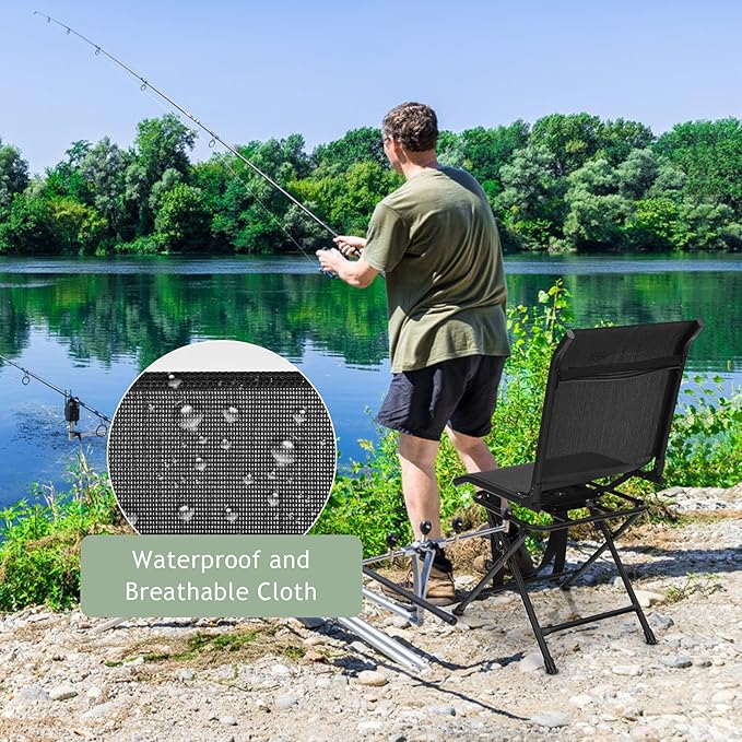 GYMAX Hunting Chair 360 Degree Swivel Hunting Blind Chair with Carry Handle 330 lbs Capacity Comfortable Waterproof Portable and Silent Folding Dove Hunting Chair for Blinds