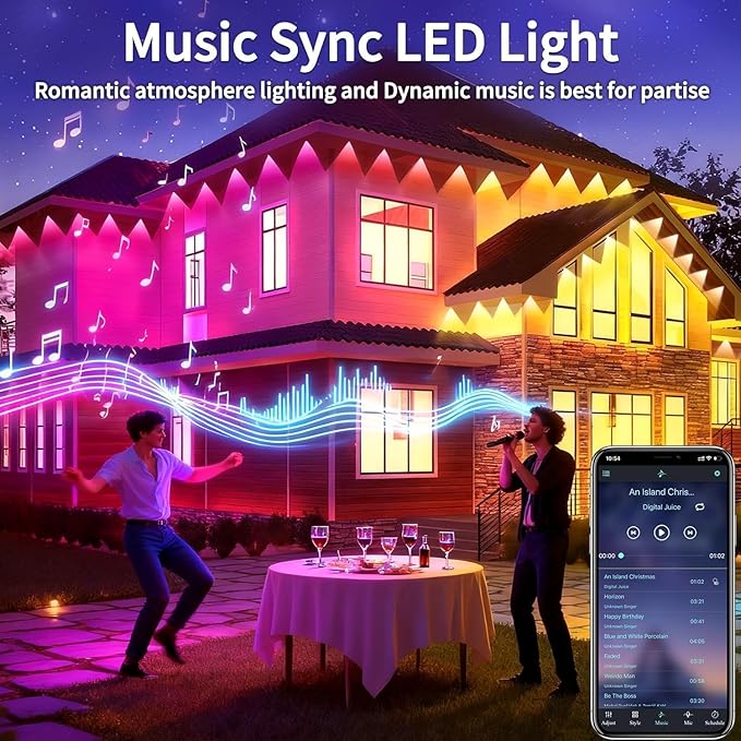 200Ft Permanent Outdoor Lights for House Waterproof IP67 LED Eave Lights with App/Remote Control Outdoor Permanent led Lighting for House Roof DecorChristmasPartyAll Holiday and Daily