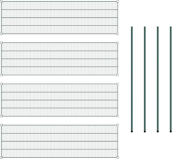 Commercial NSF Listed Green Epoxy Stationary Wire Shelving Kit 21 x 72 x 64 with 4 Shelves Perfect for Warehouse Walk-in Refrigerator Freezer Grocery Store Restaurant Dishroom