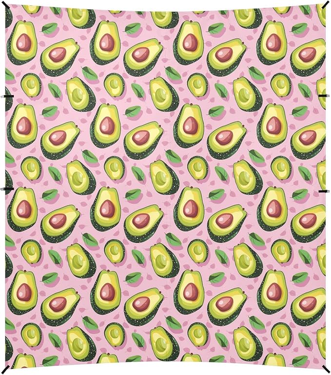 ALAZA Avocado Leaves Pink Beach Tent Sun Shelter UPF50+ Protection Beach Shade Canopy w/ 4 Sandbags for Outdoor Camping Fishing Backyard Fun Picnic 10x9 ft