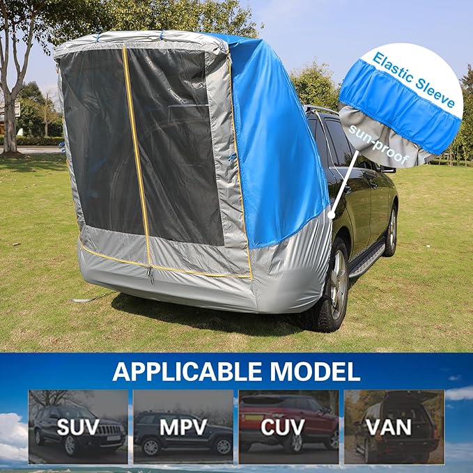 SUV Tent Car Awning UPF 50++ with Portable Waterproof Storage Bag Tear-Resistant Large Space Good Vision Smooth Ventilation Suitable for Outdoor Beach Camping Auto Canopy Shade…