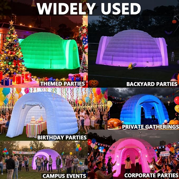 SAYOK Outdoor Portable Inflatable Igloo Dome Tent with Led Light for Party Wedding Event Camping