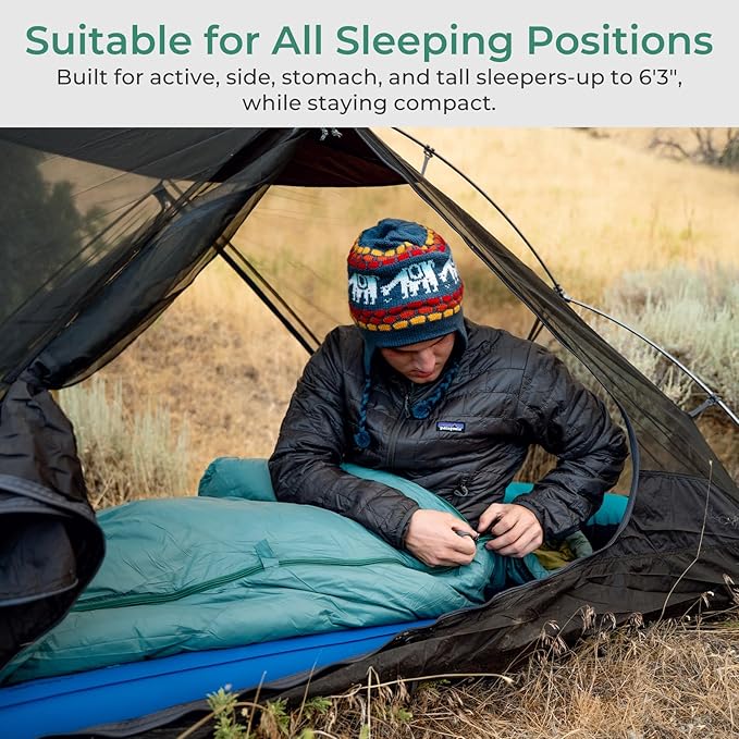 ATEPA 3-in-1 Hybrid Down Sleeping Bag for Adults Lightweight 3 Season Wearable Backpacking Sleeping Bag with Pad Attachment &amp Compact Compression Sack for Spring Summer Fall Car Camping 30°F 45°F