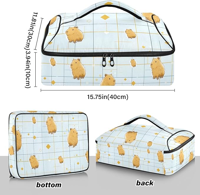 Casserole Carrier Loveliness Cute Capybaras PrintInsulated Casserole Carrier for Hot or Cold Food Thermal Lunch Tote for Potluck Parties Picnic Beach Fits 9 x 13 Inches Baking Dish