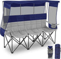 3 Person Beach Camping Chair with Canopy Shade Oversized Folding Loveseat 700lbs Heavy Duty Couch with Cup Holder Carry Bag for Lawn Outdoor Beach (Green Grey Canopy Camp Chair)