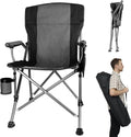 Folding Camping Chair with Cup Holder and Storage Bag Heavy Duty Support 400 LBS Oversized Collapsible Portable Camping Chair for Outdoor Camp Picnic Travel Fishing Grey