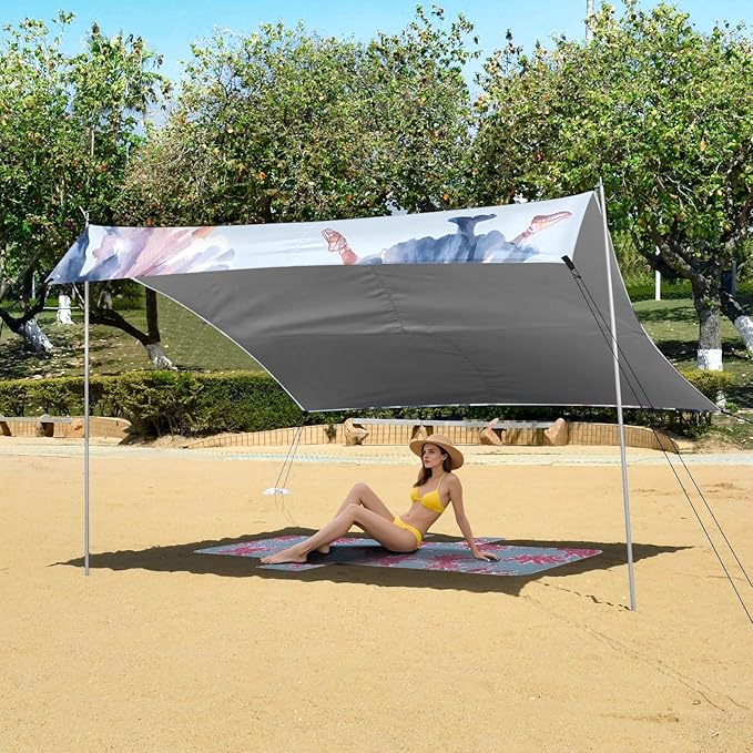 Ballet Dancers Dancing Pattern Camping Sun Shelter Beach Tent Portable Beach Sun Shade Outdoor Canopy for Camping Trips Fishing Picnic