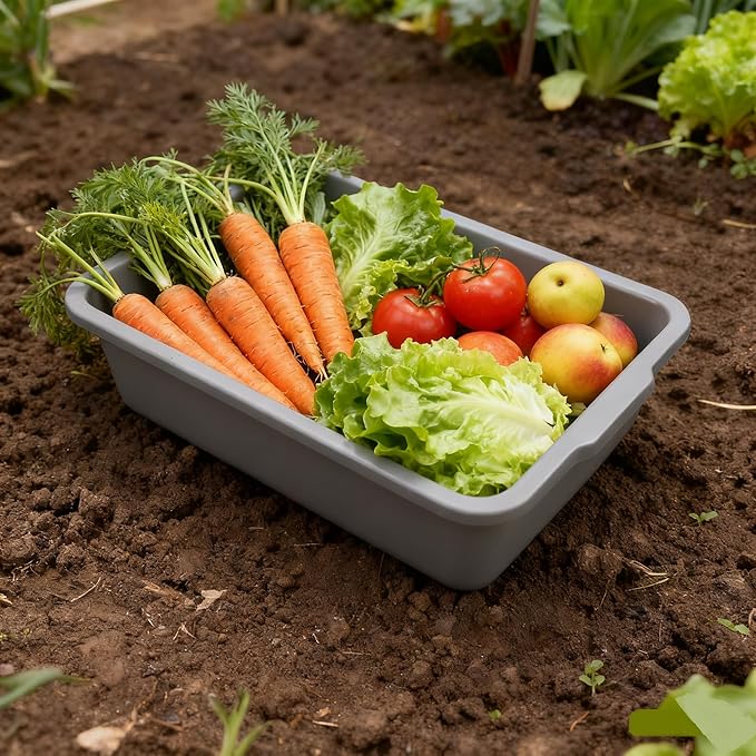 4-Pack 35 L Grey Bus Box Large Utility Bus Tub Plastic Commercial Dish Pan Set