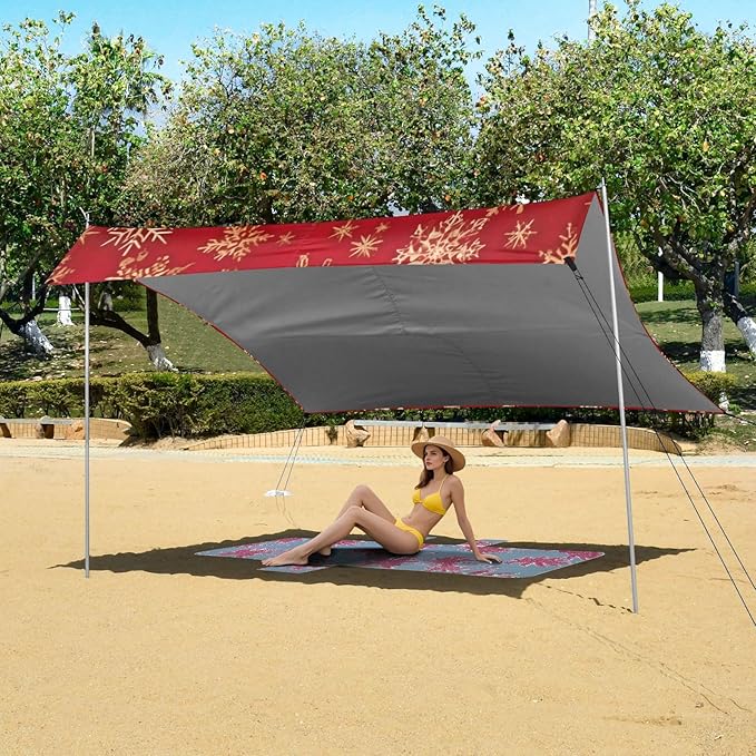 Christmas SnowflakeCamping Sun Shelters 9.2 x 10.5 FT Beach Canopy Tent Sun Shade with Carrying Bag for Camping Trips Fishing Backyard Fun or Picnics 21341764