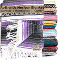 Del Mex Classic Mexican Blanket Large Authentic Woven Falsa Throw (70x50) Artisan Southwest Décor for Beach Yoga Outdoors (Lavender)