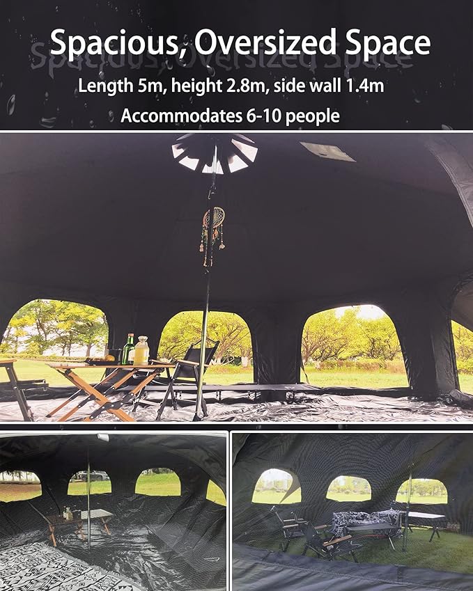 Cotton Canvas Tent Bell - Yurts Breathable and WindproofGlamping for 6/8/10Person Family Camping