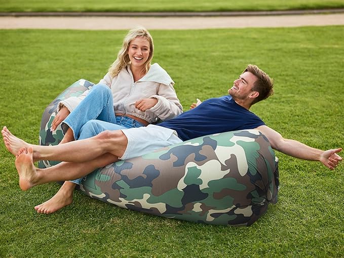 AlphaBeing Inflatable Lounger Air Sofa Portable Inflatable Couch Mesh Hollow Air Hammock Anti Leakage Air Chair for Outdoor Camping Beach Traveling