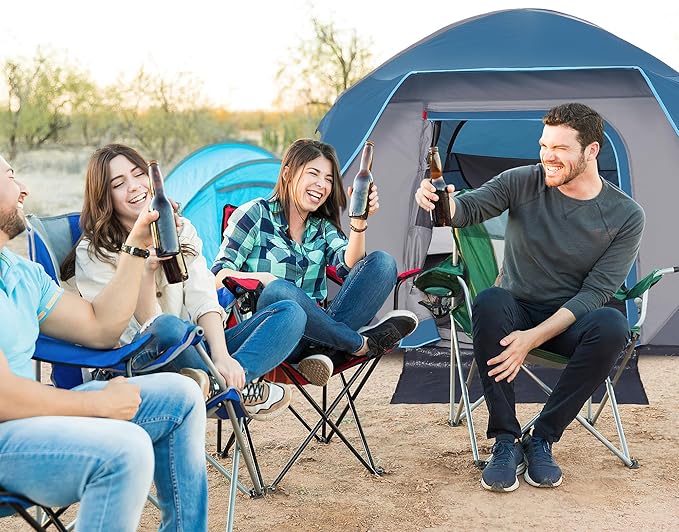 Camping Tent 4 Person Dome Tents Easy Set Up Waterproof Tent with Carry Bag Mesh Door Portable Family Tent with Rainfly for for Traveling and Family Hiking Blue