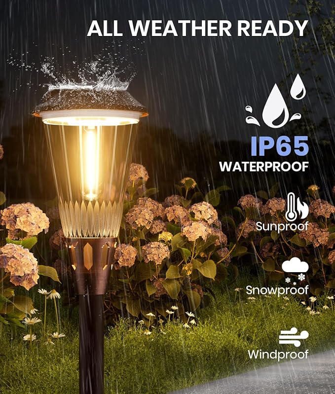 6 Pack Super Bright Solar Lights Outdoor 2-in-1 Warm&ampCold IP65 WaterproofAuto On/Off 6500KSolar Pathway Walkway Lights for YardPatioLandscapeSidewalkDrivewayLawn