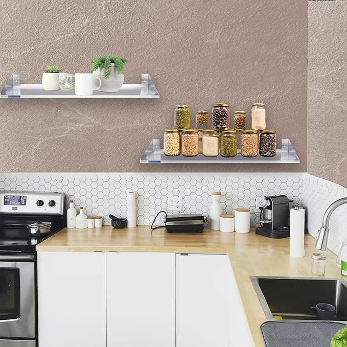 Premium Stainless Steel Wall Shelf with Side Guards | Commercial Metal Wall-Mounted Storage | NSF Certified Utility Shelf for Kitchen Garage or Laundry (30 Long x 12 Deep)