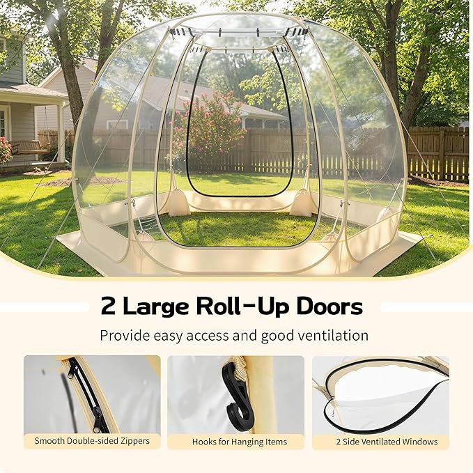 Pop Up Bubble Tent 10 x 10 FT Instant Igloo Tent Suitable for 4-6 People Screen House for Patios Cold