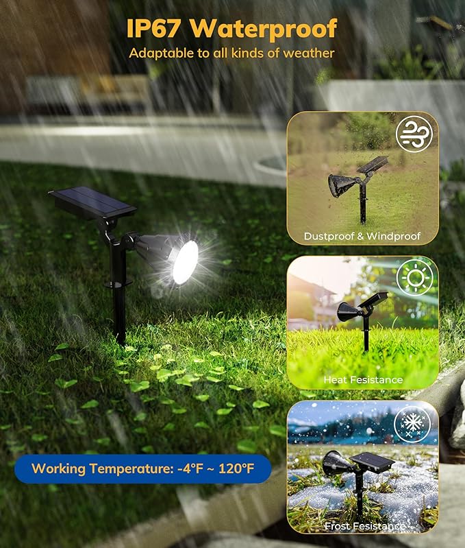 Solar Spot Lights for Outside 21 LED Outdoor Solar Lights for Yard 4 Pack Solar Spotlights Waterproof Auto On/Off for Landscape Wall Garden Pool Tree Pathway and Driveway(White)
