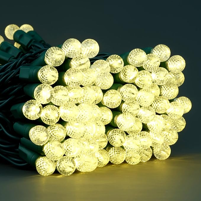YULETIME Warm White One-Piece G12 Raspberry Christmas Lights 140 Count 48 Feet 2 Sets 70 LED 24 ft High Waterproof UL Certified String Light (Warm White)