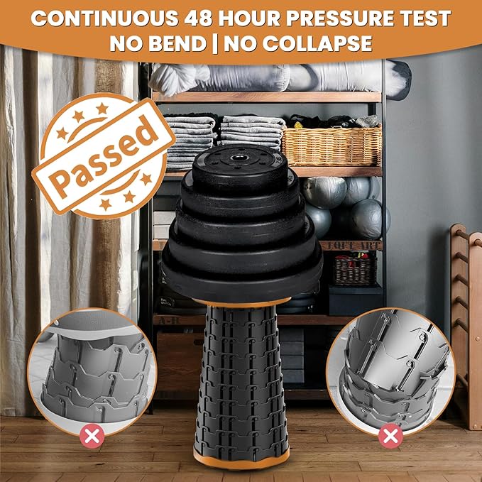 Collapsible Stool - Lightweight Portable Folding Stool for Camping 330lb Capacity Telescoping Stool Adjustable Height(2.3-17.7) for Camping Fishing Travel