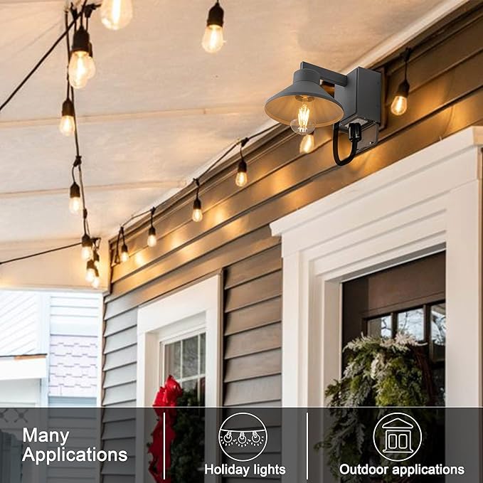 c cattleya Outdoor Wall Sconce with Outlet GFCI Matte Grey Waterproof Anti-Rust Aluminum Exterior Barn Lighting Wall Mount Front Porch Light with Outlet