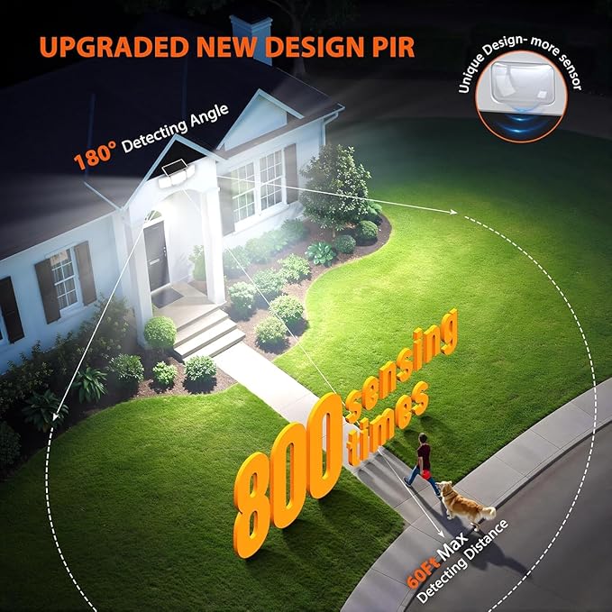 WdtPro Solar Lights Outdoor Motion Sensor 4Pack 3500LM Bright Solar Flood Lights Outdoor Adjustable &amp Upgrade Glass Panel Wireless LED Solar Powered Security Spot Lights Waterproof for Yard-Whi