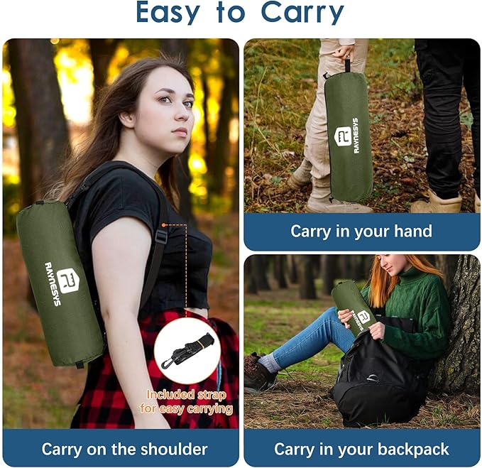 Portable Camping Chair 2 Pack 8 Seconds Quick Setup Folding Camping Chair Flexible 360° Rotation 3.8Lb Lightweight Travel Chairs for Easy Carry to Hiking Sporting Beach Army Green