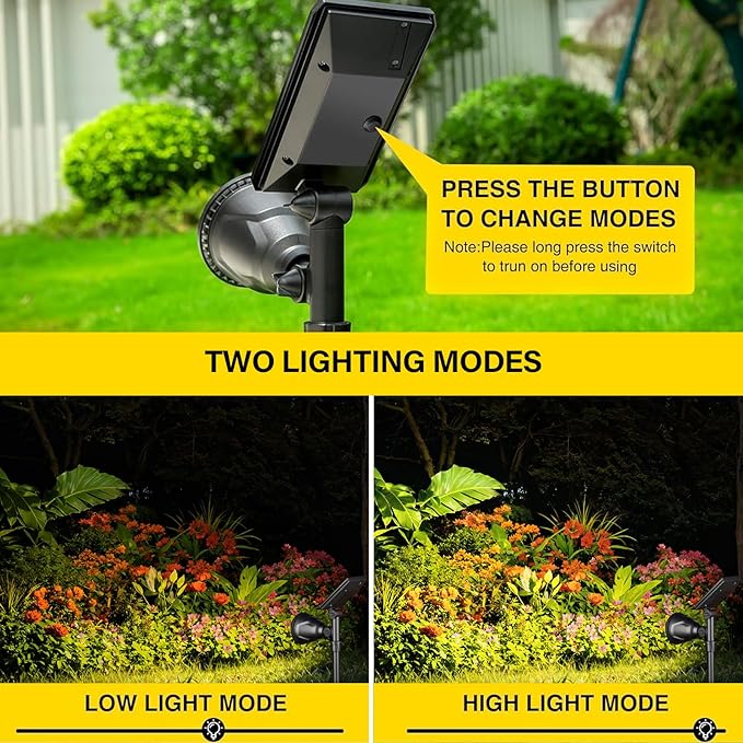 ROSHWEY Outdoor Solar Lights 600LM Solar Garden Lights Waterproof Solar Spot Lights for Yard Backyard Patio Pond Garage (Warm White 4Pack)