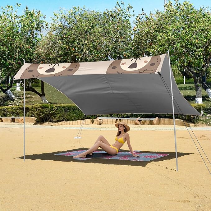 Cute Little Bear Camping Sun Shelter Beach Tent Portable Beach Sun Shade Outdoor Canopy for Camping Trips Fishing Picnic