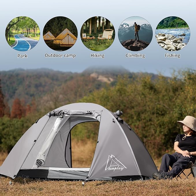 Camping Tent Easy Setup 1-2-8-10 Person Waterproof and Portable Tent for Camping Hiking Outdoor
