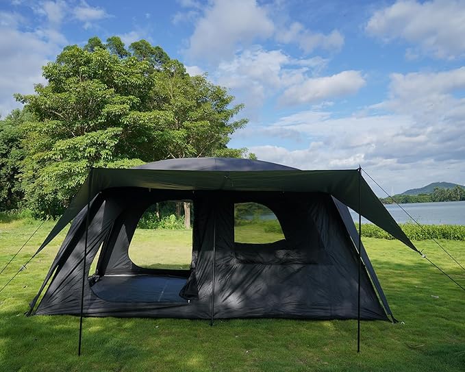 Vidalido 4-6 Person Camping Tent with 3 Door 2 Room Large Family Cabin Tents Double Layer Waterproof Portable Glamping Tent Big Tents for Outdoor Camping Hiking and Backpacking