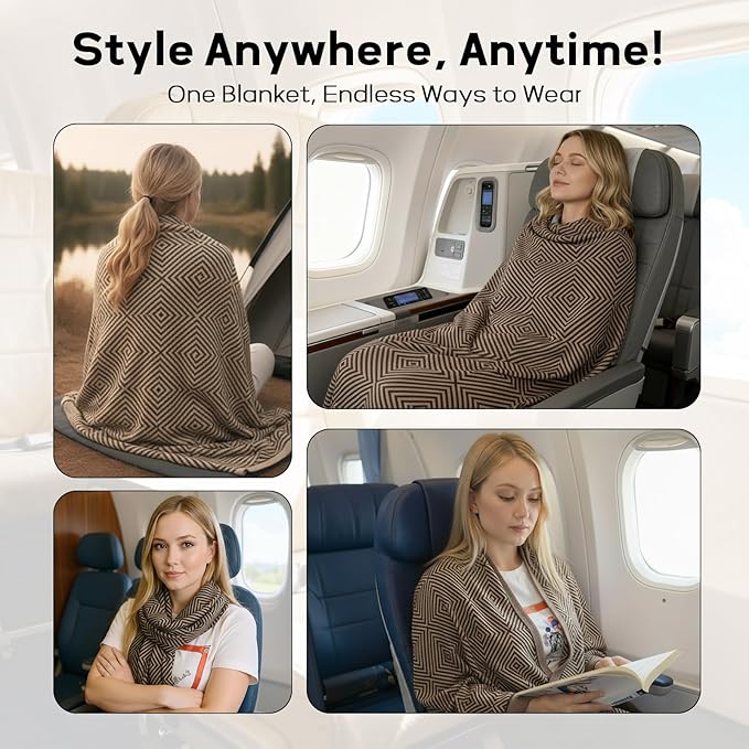 Travel Blanket Airplane - Ultra Soft &amp Lightweight Knit Design Compact Airplane Blanket53x72 InchStylish Travel Shawl Wraps for FlightsOfficeHome UseTravel Essentials &amp Gifts