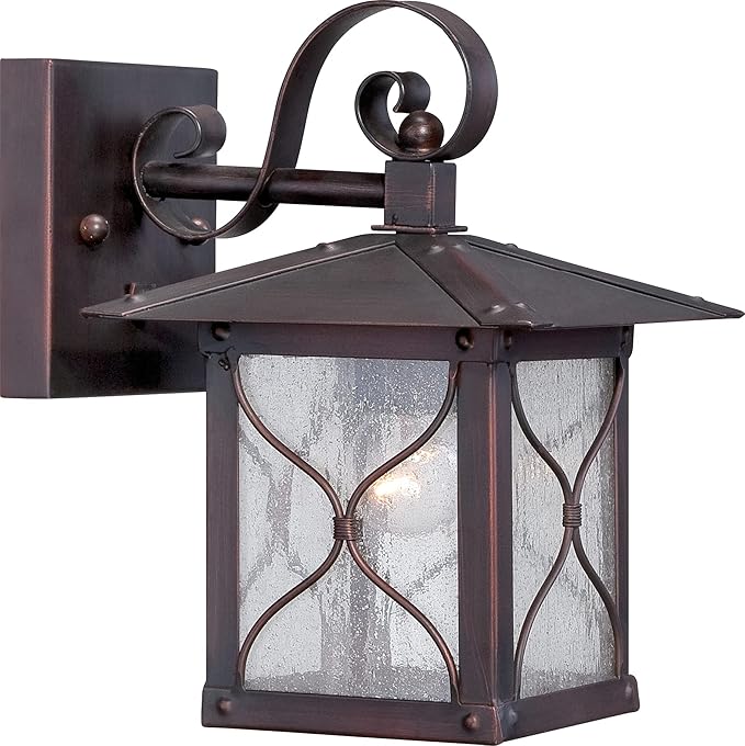 Nuvo Lighting 60/5611 Vega Small One Light Wall Lantern 60-watt A19 Outdoor Porch and Patio Lighting with Clear Seeded Glass Classic Bronze