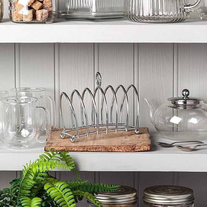 Kilo Victorian Design Chrome 6 Slice Toast Rack with Ball Feet and Loop Carry Handle