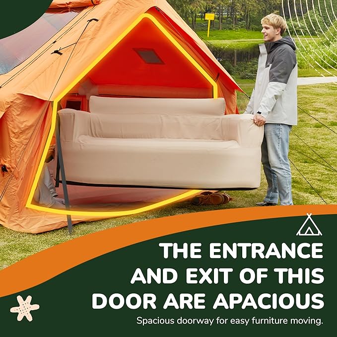 2026 Upgraded Inflatable Tents for Camping 6-8 Person Blow Up Tent with TPU Skylight Mesh Windows Stove Jack &amp Pump Easy Setup 4 Season Large Inflatable Tent Waterproof &amp Windproof