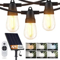 Brightech 48 (42+6) FT Ambience Pro Outdoor Solar String Lights - Bright Remote Control Color Adjustable Solar Light - Commercial Grade 15 Waterproof LED Bulbs for Patios Camping Yard Outside