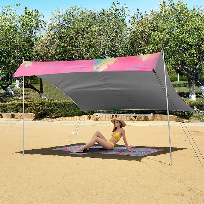 Camping Sun Shelters Animal Tiger in Rainbow Beach Canopy 126 * 110.2in